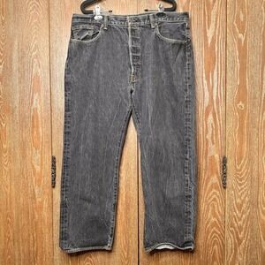 Levi's 501 Jeans Mens W40 L30 Button Fly Gray Wash‎ Denim Pants Straight Leg